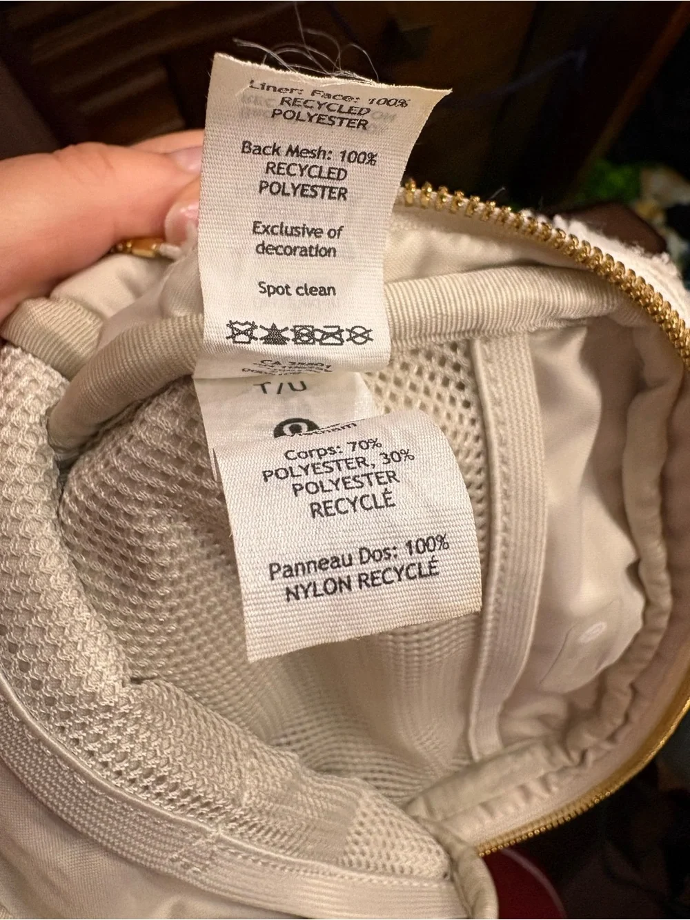 lululemon athletica Cream Sherpa Crossbody Belt Bag with Gold Accent